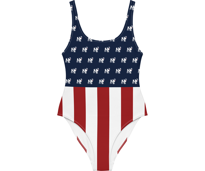 Dogs and Stripes One-Piece Swimsuit