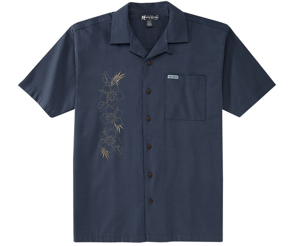 Embroidered Hibiscus Textured Rayon Shirt