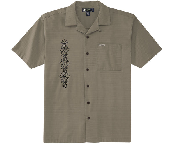 Embroidered Pineapple Textured Rayon Shirt