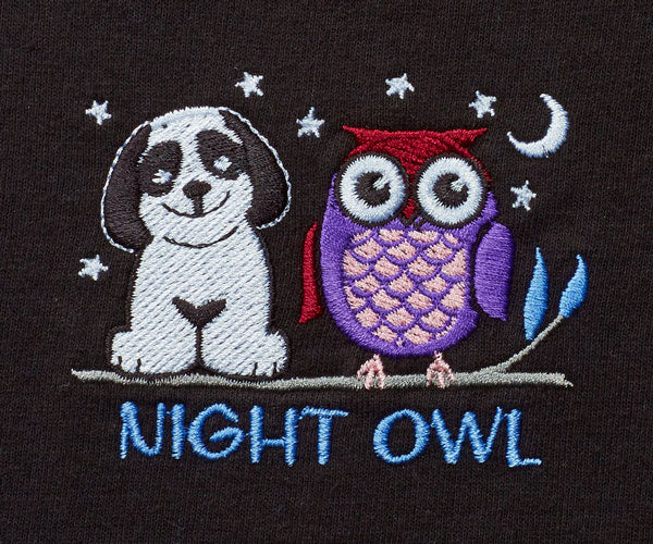 Night Owl Embroidered Lounge Shirt